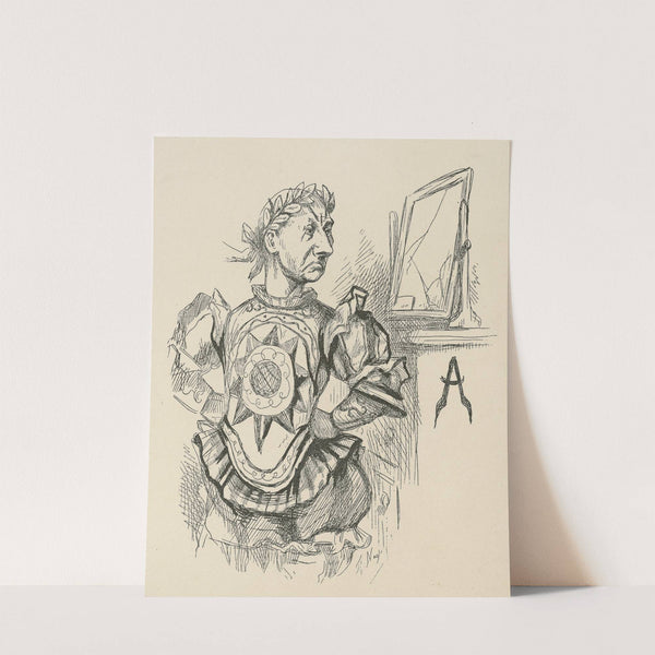 Man in Caesar costume gazes into broken mirror by Thomas Nast