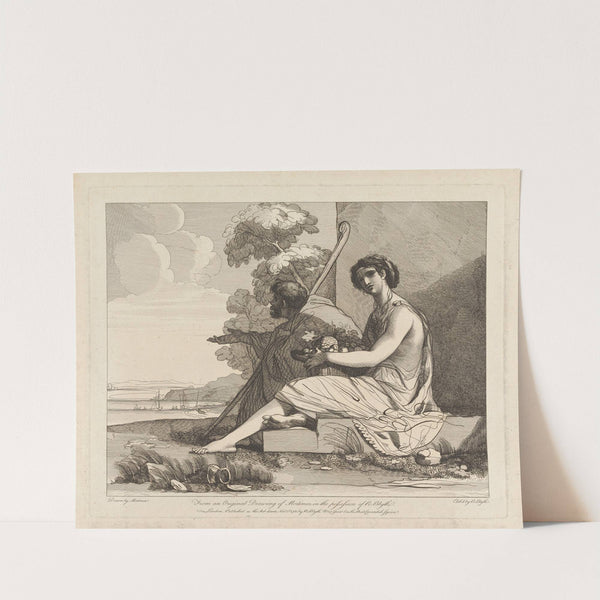 Man in Cloak and Woman with Fruit Seated, Overlooking a Bay by John Hamilton Mortimer
