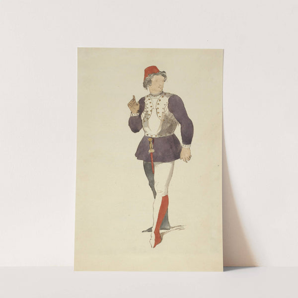 Man in hat, tunic, and tights by Stewart Watson