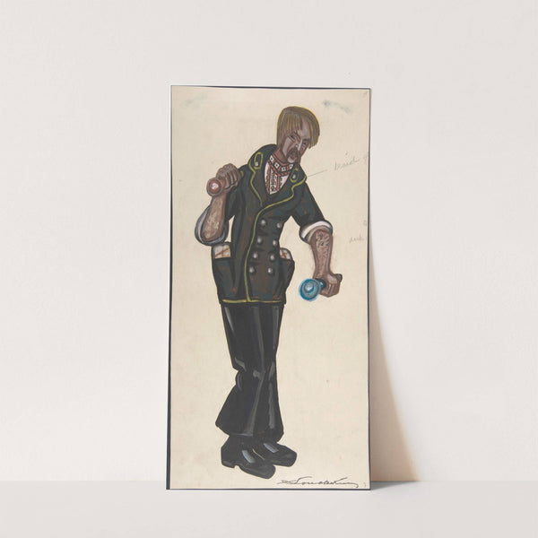 Man in jacket with yellow braid trim by Sergey Yurievich Sudeikin