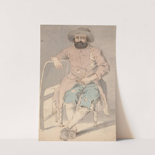 Man in Ragged Clothes Seated with Right Arm Over Another Chair by Louis Philippe Boitard