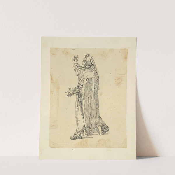 Man in robe and hood, gesturing by Stewart Watson
