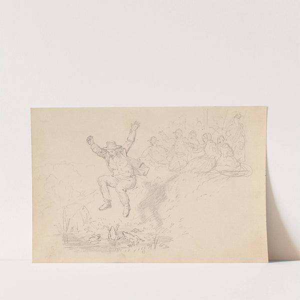 Man jumping into the frog pond (between 1855 and 1857) by Adolph Tidemand