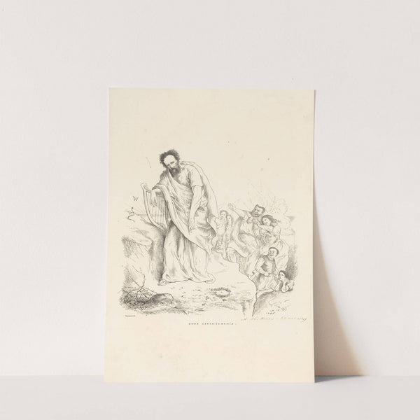 Man leunt op zijn harp terwijl hij wordt bespot (1865) by Alexander Ver Huell