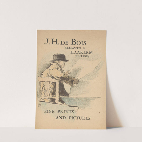 Man met bolhoed bekijkt een prent by Anonymous