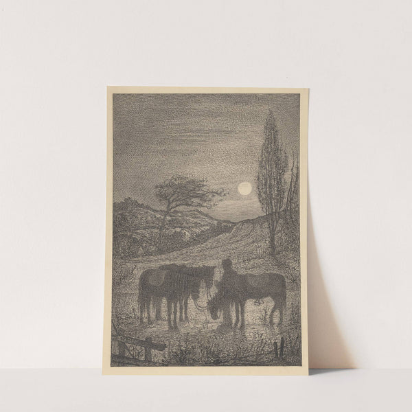 Man met drie paarden in een landschap by Willem Pothast