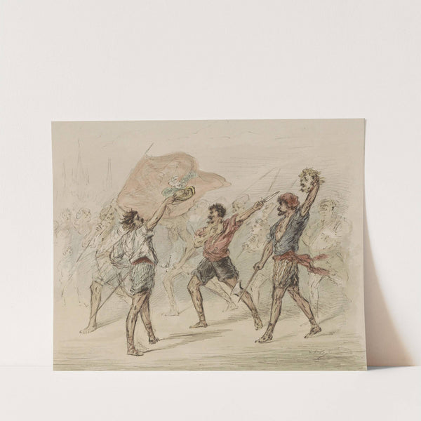 Man met een afgehakt hoofd in een menigte by Alexander Ver Huell