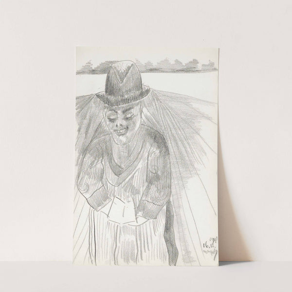 Man met een hoge hoed in een weiland by Samuel Jessurun de Mesquita