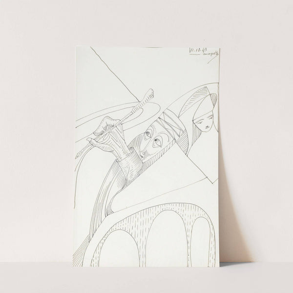 Man met een pen in de hand en een figuur met een hoed by Samuel Jessurun de Mesquita