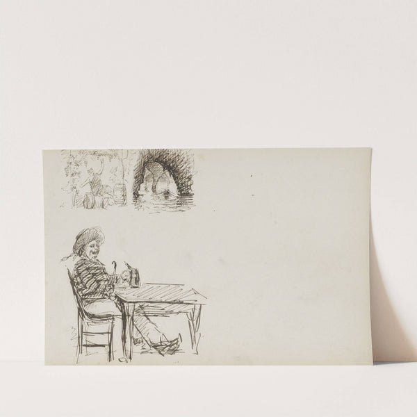 Man met een pijp aan een tafel (1880) by Marius Bauer