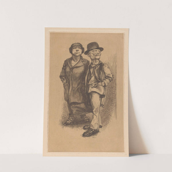 Man met hoed en vrouw in jas by Johannes Josephus Aarts