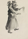 Man met staf en een vrouw die een schrikbeweging maakt (1917-1919)