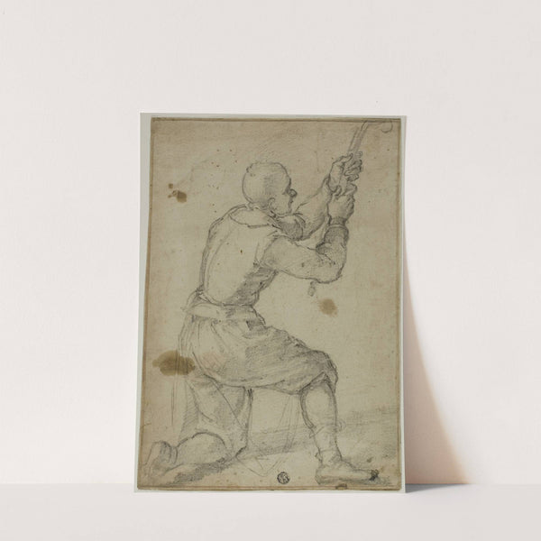 Man on Bended Knee, Pulling on Rope by Bernardino Poccetti