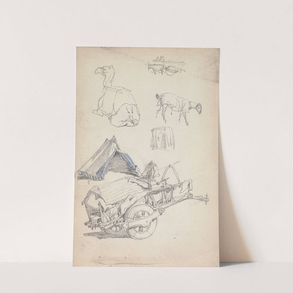 Man on Cart, and Animals by William Simpson