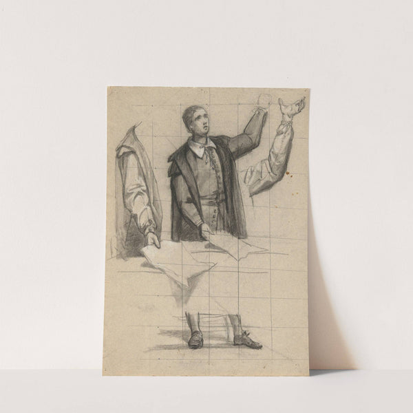 Man preaching, sketch for Signing of the Compact in the Cabin of the Mayflower by Edwin White