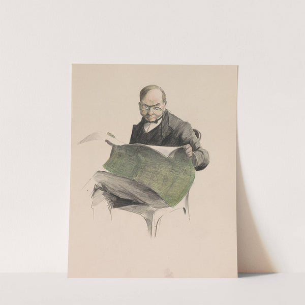 Man reading newspaper in a chair (1917-1919) by Otto Verhagen