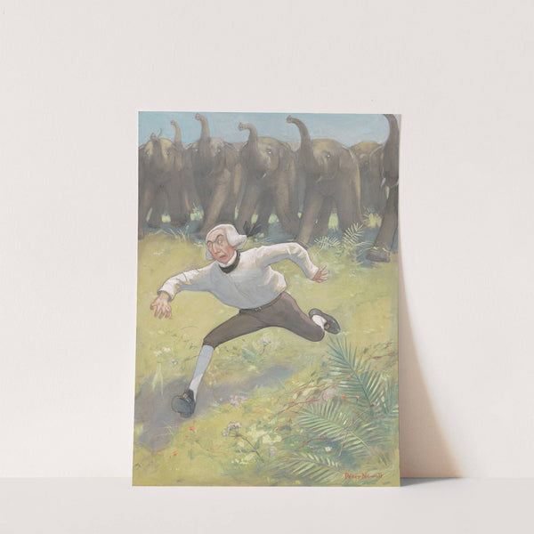 Man Running From Elephants by Peter Newell
