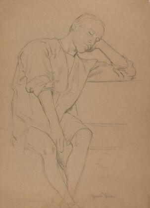 Man Sitting in a Shirt, with the Head Resting on the Hand (1880 - 1890)