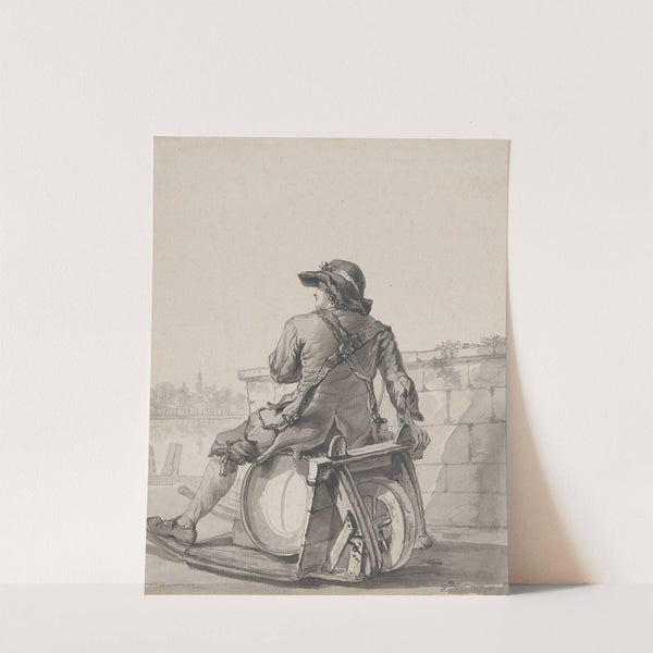 Man Sitting on a Cask on a Wheelbarrow by Jacob van Strij