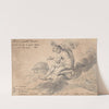 Man Sitting on a Cloud Above a Battlefield, Pointing to a Globe by Georg Christoph Eimmart the Younger