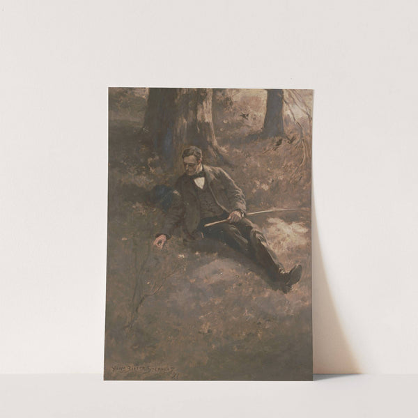 Man sitting on ground under tree (1889) by Alice Barber Stephens