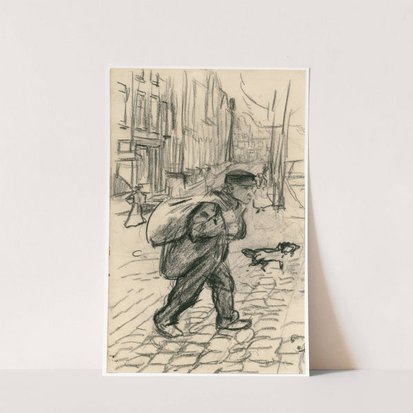 Man sjouwt een zak door een straat (1898) by Isaac Israëls