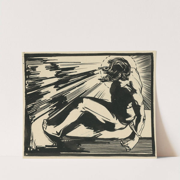 Man tied up, in front of the rising sun by Johannes Josephus Aarts