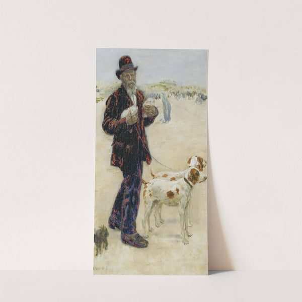 Man walking dogs by Jean François Raffaëlli