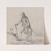 Man walking with barefoot boy and dog by Felix Octavius Carr Darley