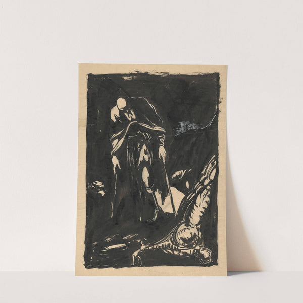 Man Walking with Crutches with a Long Beard by Ján Novák