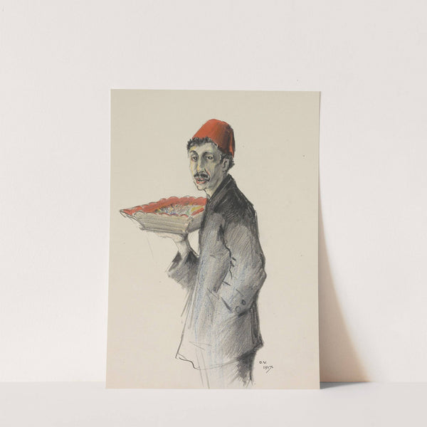 Man with a fez and a tray in his hand (1917) by Otto Verhagen