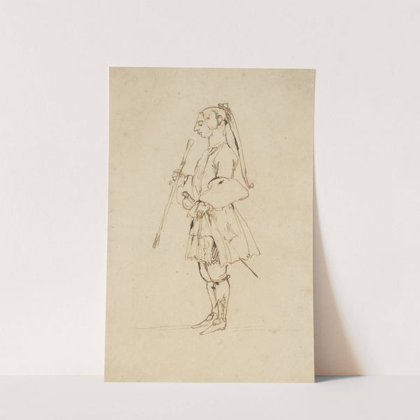 Man with a Long Pigtail and a Stick, Standing in Profile to the Left by Anton Maria Zanetti the Elder