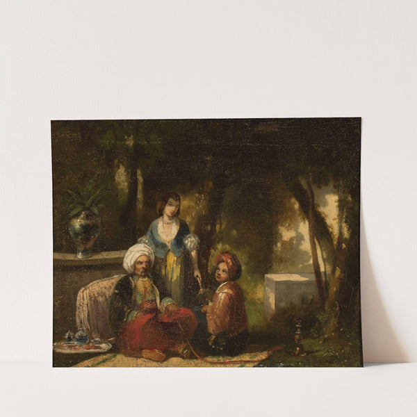 Man with a narghile against forest landscape (1840 - 1850) by Narcisse-Virgile Diaz de La Peña