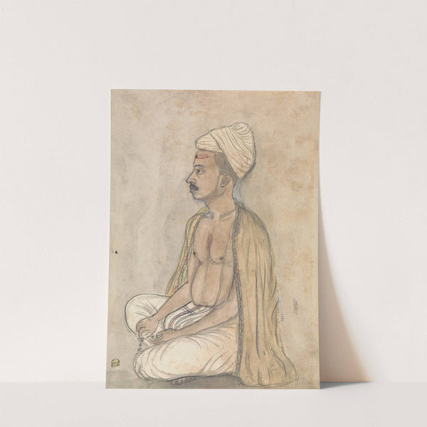 Man with a Yellow Shawl Sitting Crosslegged by Gangaram Chintaman Tambat