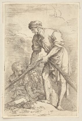 Man with Fishing Net and Two Other Figures