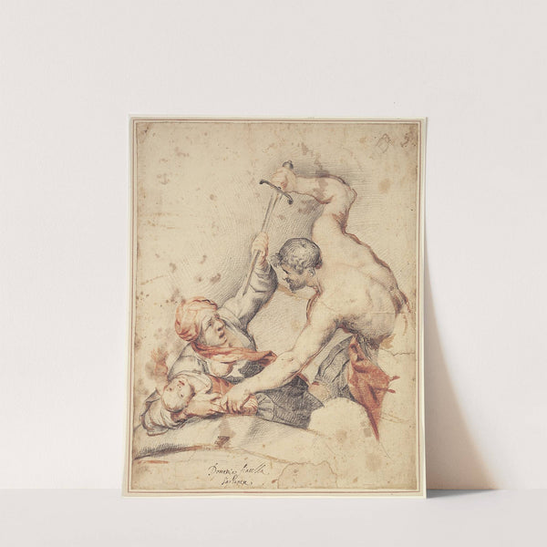 Mand, der angriber en moder og hendes barn by Domenico Fiasella