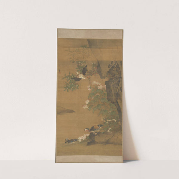 Mandarin ducks and cotton rose hibiscus (15th century) by Lü Ji