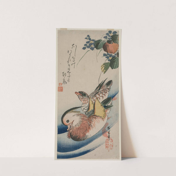 Mandarin Ducks and Flowering Plants (early or mid-1830s) by Andō Hiroshige