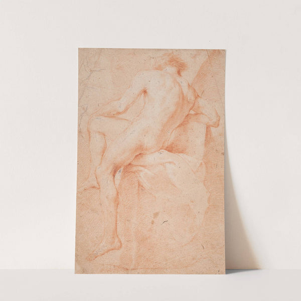 Mandlig modelstudie, siddende_set bagfra (1671 – 1738) by Hendrik Krock