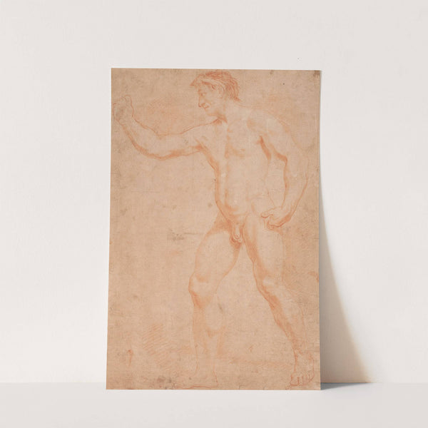 Mandlig modelstudie, stående_med løftet arm (1671 – 1738) by Hendrik Krock