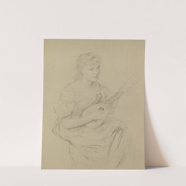 Mandoline spielende junge Frau (Lautenspielerin) by Otto Scholderer