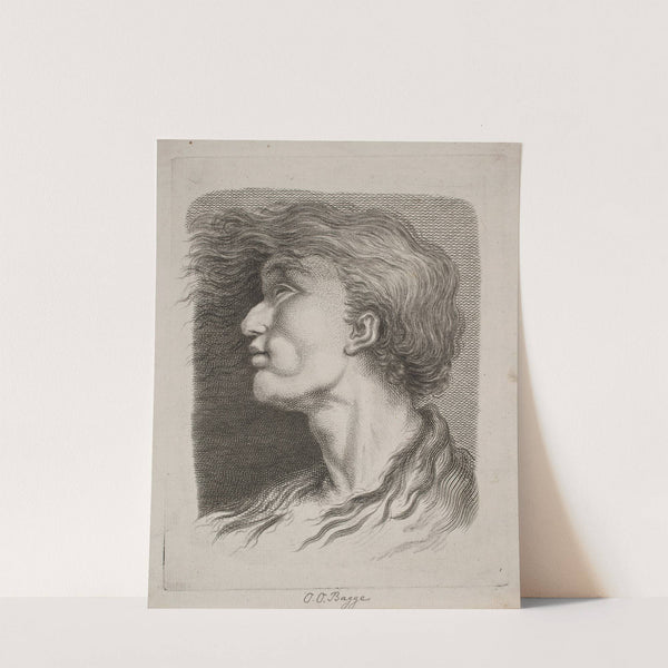 Mandsportræt med flagrende hår by Oluf Olufsen Bagge