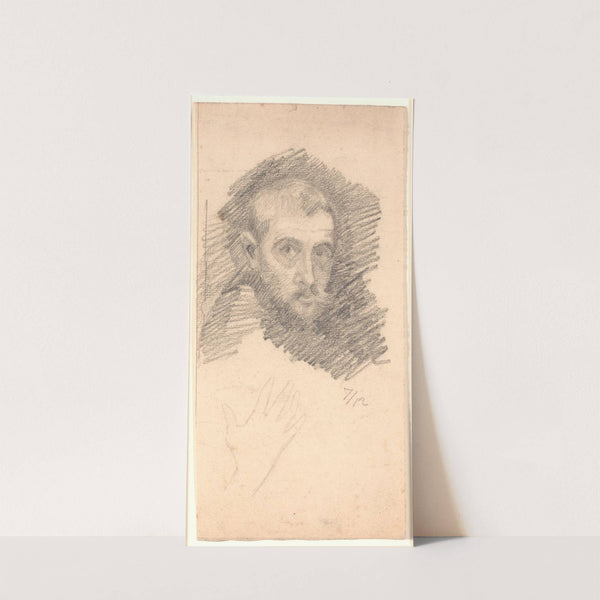 Mandsportræt og let rids af en hånd by Niels Bjerre