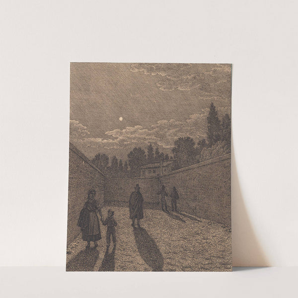 Måneskin over en vej Illustration til Linearperspectiven , Tavle IV by Christoffer Wilhelm Eckersberg