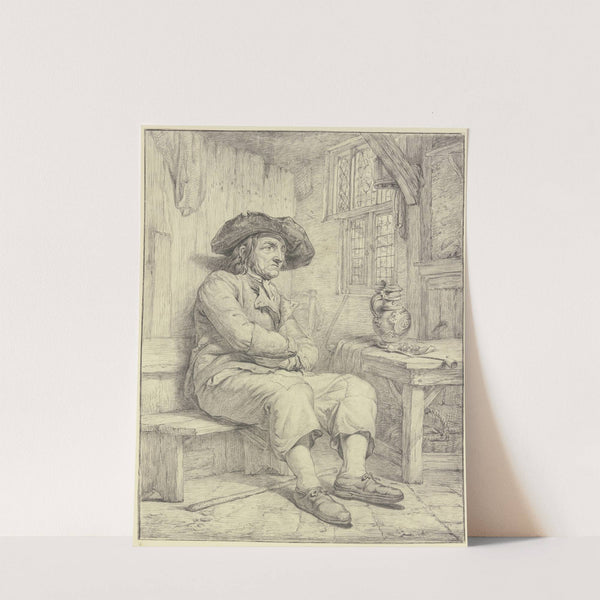 Mann an einem Tisch mit Krug und Pfeife sitzend by Jacob van Strij