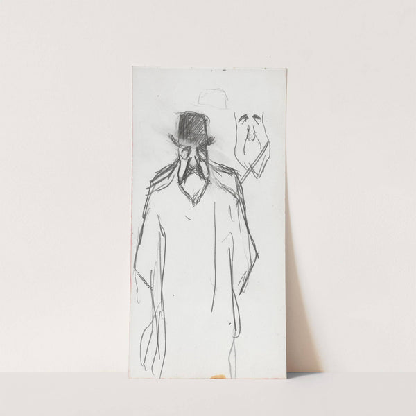 Mann med hatt og frakk; hode by Ludvig Karsten