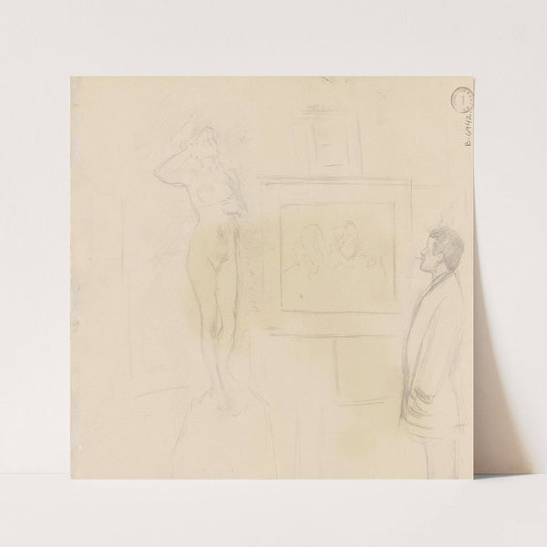 Mann med sigarett som betrakter kunstverk (before 1892) by Christian Krohg