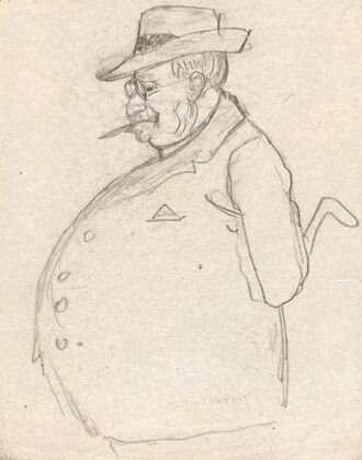 Mann mit Brille und Zigarre von der Seite II