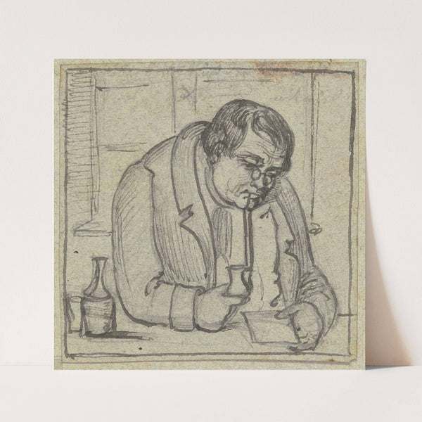 Mann mit Pfeife, lesend an einem Tisch sitzend by Karl Sandhaas