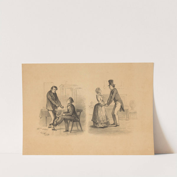 Mannen en moeder en zoon in gesprek (1832 - 1897) by Alexander Ver Huell